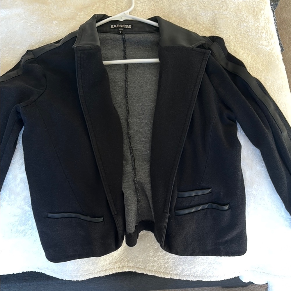 Express Black Blazer with Notched Lapels and Relaxed Fit
